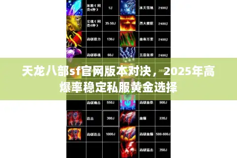 天龙八部sf官网版本对决，2025年高爆率稳定私服黄金选择