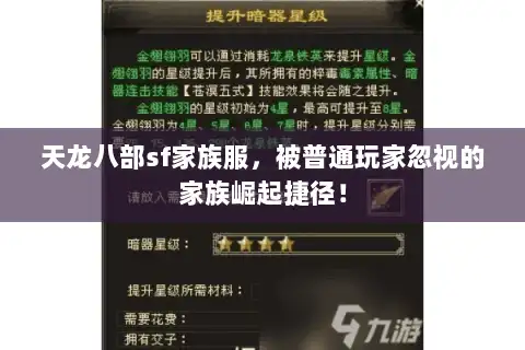 天龙八部sf家族服,被普通玩家忽视的家族崛起捷径! 天龙八部sf家族服,被普通玩家忽视的家族崛起捷径!