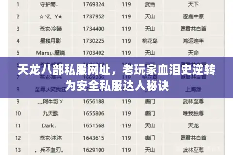 天龙八部私服网址，老玩家血泪史逆转为安全私服达人秘诀