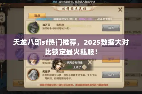 天龙八部sf热门推荐，2025数据大对比锁定最火私服！