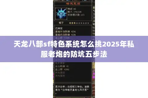 天龙八部sf特色系统怎么挑2025年私服老炮的防坑五步法