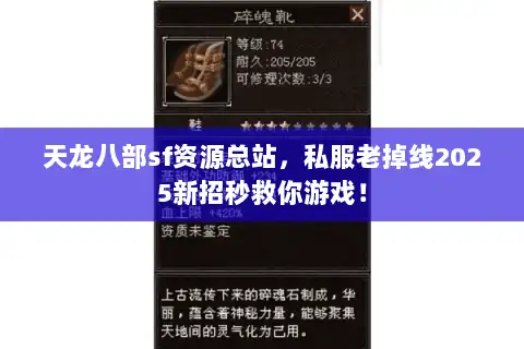 天龙八部sf资源总站，私服老掉线2025新招秒救你游戏！