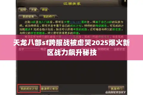 天龙八部sf跨服战被虐哭2025爆火新区战力飙升秘技
