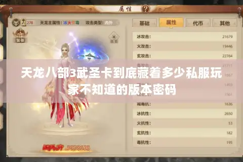 天龙八部3武圣卡到底藏着多少私服玩家不知道的版本密码