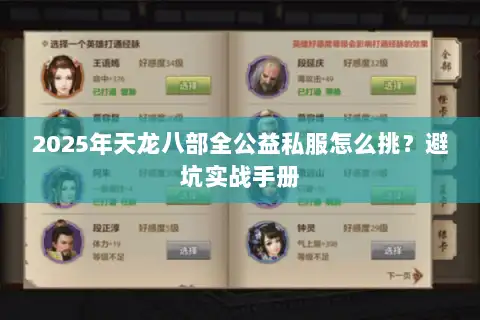 2025年天龙八部全公益私服怎么挑？避坑实战手册