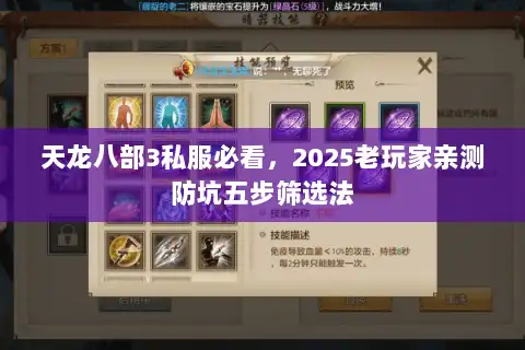 天龙八部3私服必看，2025老玩家亲测防坑五步筛选法