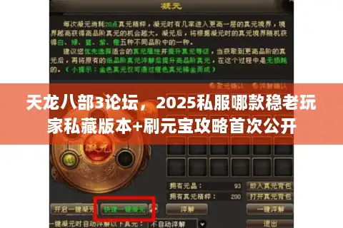天龙八部3论坛,2025私服哪款稳老玩家私藏版本+刷元宝攻略首次公开 天龙八部3论坛,2025私服哪款稳老玩家私藏版本+刷元宝攻略首次公开