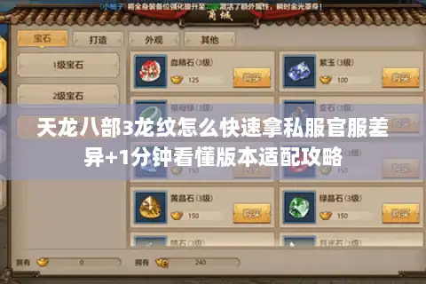 天龙八部3龙纹怎么快速拿私服官服差异+1分钟看懂版本适配攻略 天龙八部3龙纹怎么快速拿私服官服差异+1分钟看懂版本适配攻略