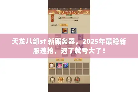 天龙八部sf 新服务器，2025年最稳新服速抢，迟了就亏大了！