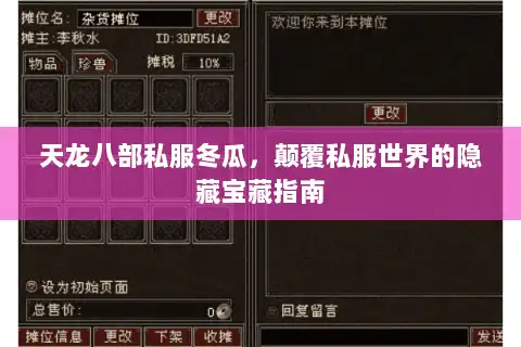 天龙八部私服冬瓜，颠覆私服世界的隐藏宝藏指南