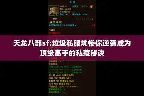天龙八部sf:垃圾私服坑惨你逆袭成为顶级高手的私藏秘诀