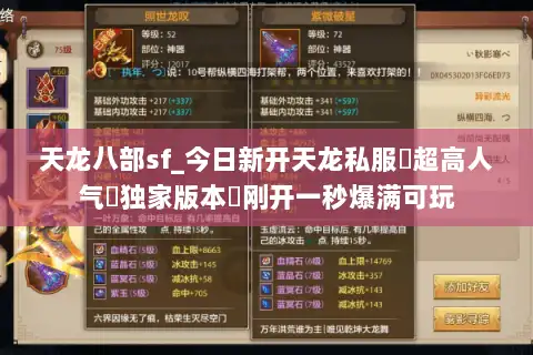 天龙八部sf_今日新开天龙私服▷超高人气▷独家版本◁刚开一秒爆满可玩