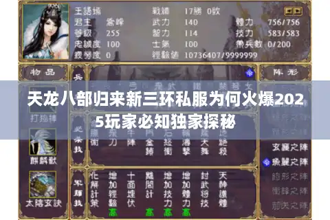 天龙八部归来新三环私服为何火爆2025玩家必知独家探秘 天龙八部归来新三环私服为何火爆2025玩家必知独家探秘