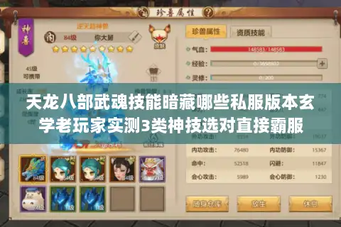 天龙八部武魂技能暗藏哪些私服版本玄学老玩家实测3类神技选对直接霸服