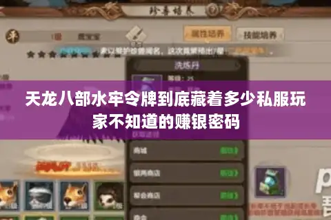天龙八部水牢令牌到底藏着多少私服玩家不知道的赚银密码