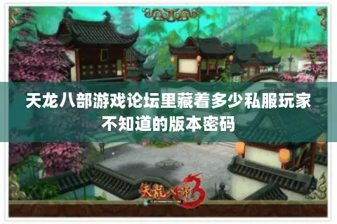 天龙八部游戏论坛里藏着多少私服玩家不知道的版本密码