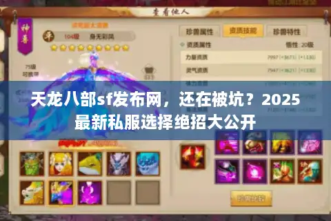 天龙八部sf发布网，还在被坑？2025最新私服选择绝招大公开