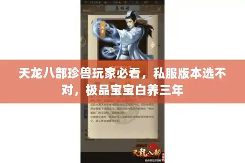 天龙八部珍兽玩家必看，私服版本选不对，极品宝宝白养三年