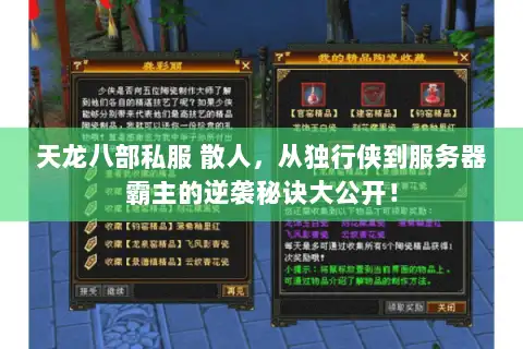 天龙八部私服 散人，从独行侠到服务器霸主的逆袭秘诀大公开！