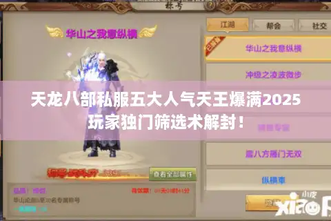 天龙八部私服五大人气天王爆满2025玩家独门筛选术解封！