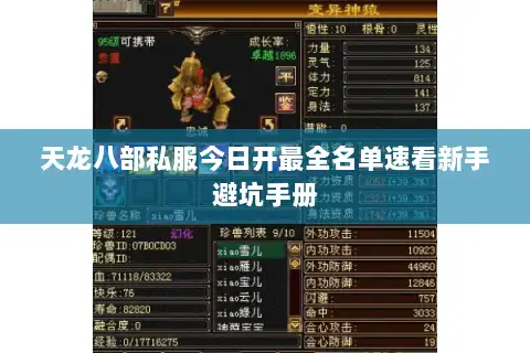 天龙八部私服今日开最全名单速看新手避坑手册