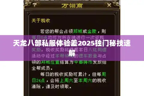 天龙八部私服体验差2025独门秘技速解