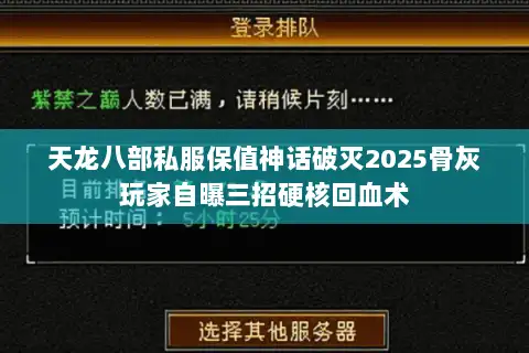天龙八部私服保值神话破灭2025骨灰玩家自曝三招硬核回血术