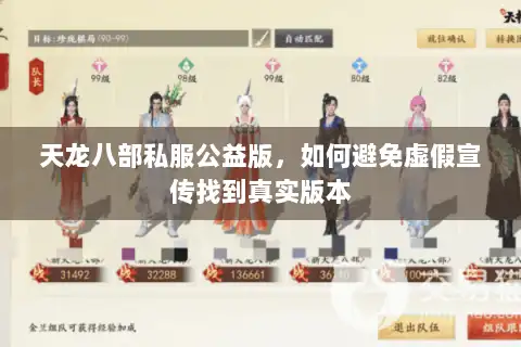 天龙八部私服公益版，如何避免虚假宣传找到真实版本