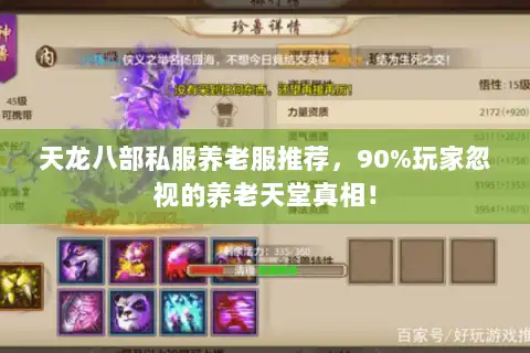 天龙八部私服养老服推荐,90%玩家忽视的养老天堂真相! 天龙八部私服养老服推荐,90%玩家忽视的养老天堂真相!