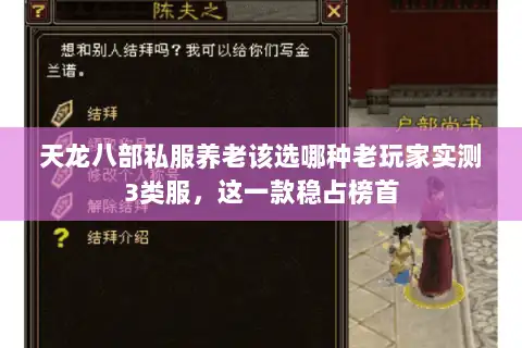 天龙八部私服养老该选哪种老玩家实测3类服，这一款稳占榜首