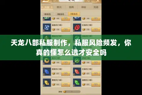 天龙八部私服制作，私服风险频发，你真的懂怎么选才安全吗