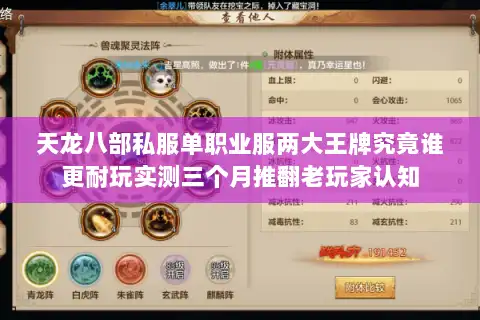 天龙八部私服单职业服两大王牌究竟谁更耐玩实测三个月推翻老玩家认知