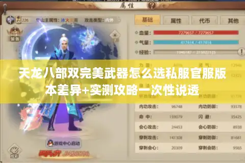 天龙八部双完美武器怎么选私服官服版本差异+实测攻略一次性说透