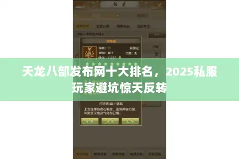 天龙八部发布网十大排名，2025私服玩家避坑惊天反转