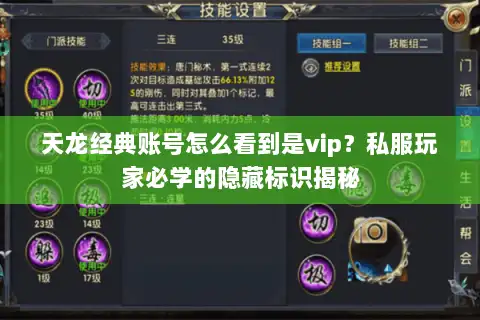 天龙经典账号怎么看到是vip?私服玩家必学的隐藏标识揭秘 天龙经典账号怎么看到是vip?私服玩家必学的隐藏标识揭秘
