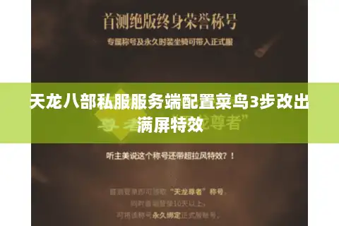 天龙八部私服服务端配置菜鸟3步改出满屏特效