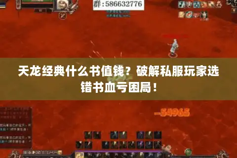 天龙经典什么书值钱？破解私服玩家选错书血亏困局！
