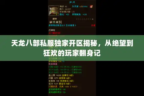 天龙八部私服独家开区揭秘,从绝望到狂欢的玩家翻身记 天龙八部私服独家开区揭秘,从绝望到狂欢的玩家翻身记