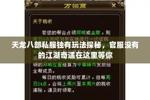 天龙八部私服独有玩法探秘,官服没有的江湖奇遇在这里等你 天龙八部私服独有玩法探秘,官服没有的江湖奇遇在这里等你