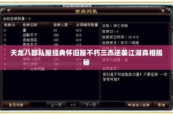 天龙八部私服经典怀旧服不朽三杰逆袭江湖真相揭秘 天龙八部私服经典怀旧服不朽三杰逆袭江湖真相揭秘