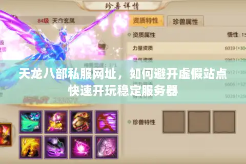 天龙八部私服网址，如何避开虚假站点快速开玩稳定服务器