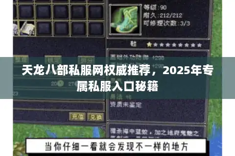 天龙八部私服网权威推荐，2025年专属私服入口秘籍