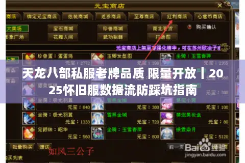 天龙八部私服老牌品质 限量开放丨2025怀旧服数据流防踩坑指南 天龙八部私服老牌品质 限量开放丨2025怀旧服数据流防踩坑指南