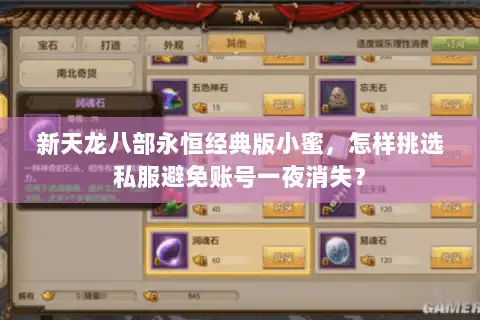 新天龙八部永恒经典版小蜜，怎样挑选私服避免账号一夜消失？