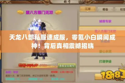 天龙八部私服速成服，零氪小白瞬间成神！背后真相震撼揭晓