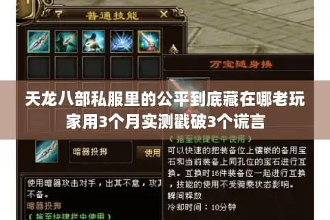 天龙八部私服里的公平到底藏在哪老玩家用3个月实测戳破3个谎言 天龙八部私服里的公平到底藏在哪老玩家用3个月实测戳破3个谎言