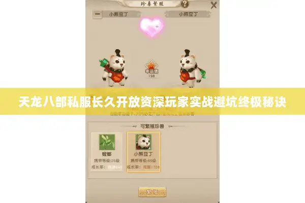 天龙八部私服长久开放资深玩家实战避坑终极秘诀