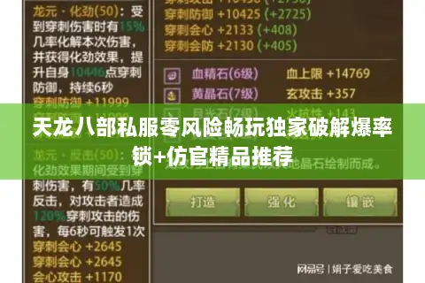 天龙八部私服零风险畅玩独家破解爆率锁+仿官精品推荐