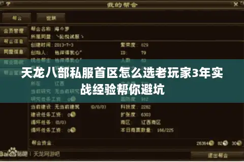 天龙八部私服首区怎么选老玩家3年实战经验帮你避坑