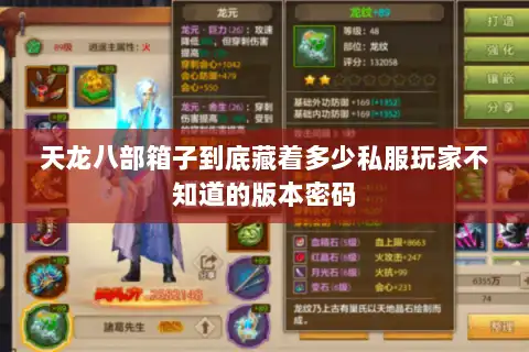 天龙八部箱子到底藏着多少私服玩家不知道的版本密码